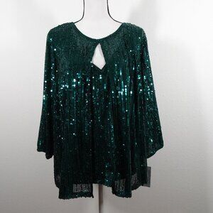 Alex Evenings Twinset Women’s Plus Size 1X Green Sequin Cocktail Evening Holiday